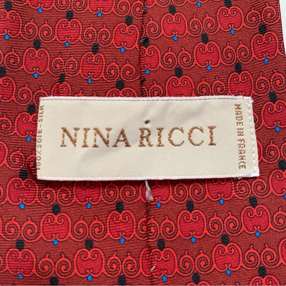 NINA RICCI Tie Men's 100% Silk Made in France Red 3.50"
